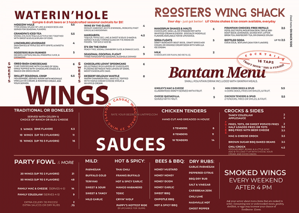 MENU – Rooster's Wing Shack